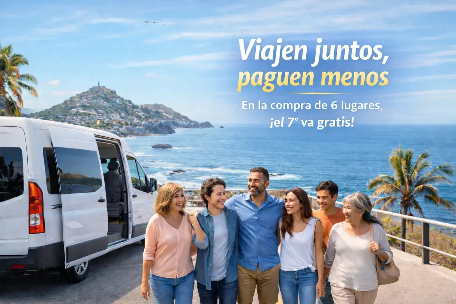 Promoción viajen juntos: en la compra de 6 lugares el 7mo va gratis en Explore Mazatlán