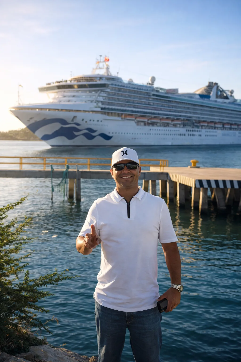 Guía turístico certificado junto al muelle de cruceros de Mazatlán